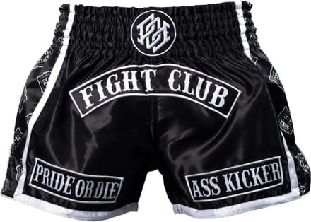 PRIDE or DiE FIGHT CLUB Muay Thai Shorts Zwart Wit - M