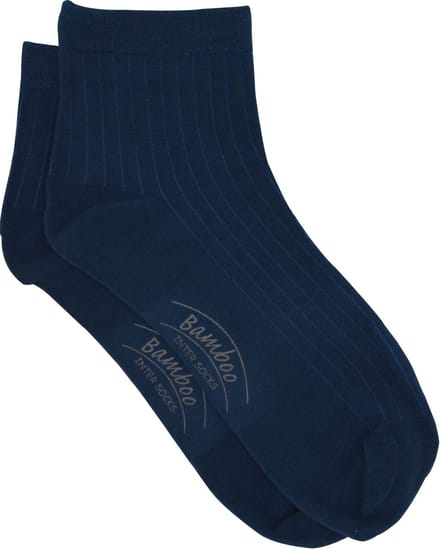 Intersocks dames shortsock - korte dameskousjes in bamboe met rib - 6 paar blauw