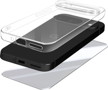 Mayaxess, Beschermingspakket voor Google Pixel 9 en 9 Pro Behuizing en gehard glas, Transparant