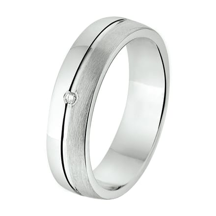 Zilver Gerhodineerde Ring A302 - 5 mm - 0.01ct H SI 1315540 17.00 mm (53)