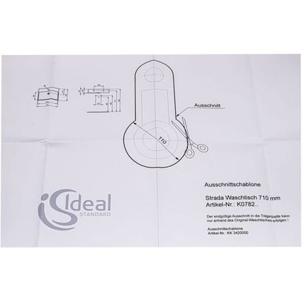 Ideal Standard template for Strada washbasin 71 cm