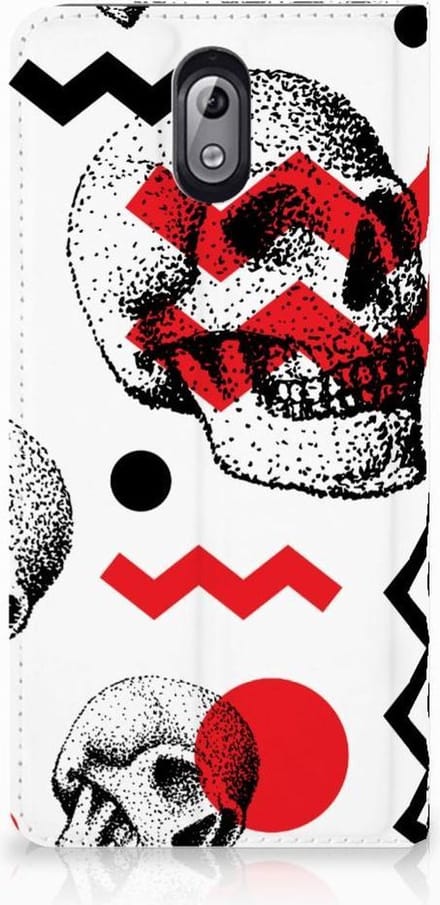 Mobiel BookCase Nokia 3.1 (2018) Skull Red