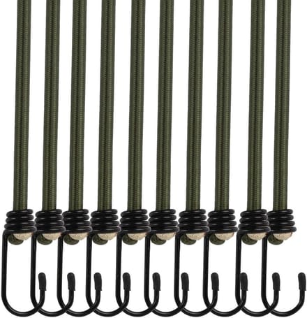 Elastische spanbanden - Bungy koord - Lading vastzetten - Met dubbele haken - 100 cm - Legergroen
