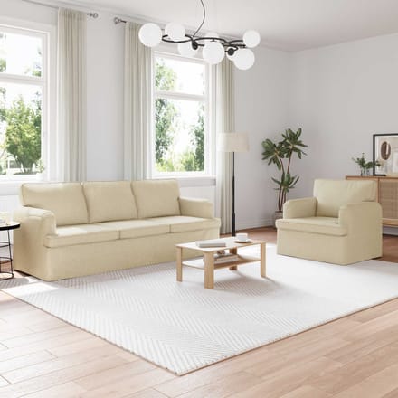vidaXL Bankstel 2 pcs Crème 201 x 80 x 85 cm Stof
