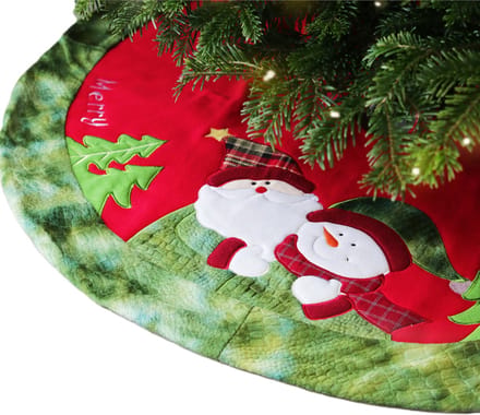 Unique Living Kerstboomrok - kerst thema - rood/groen - D90 cm - polyester - kerstboomkleed