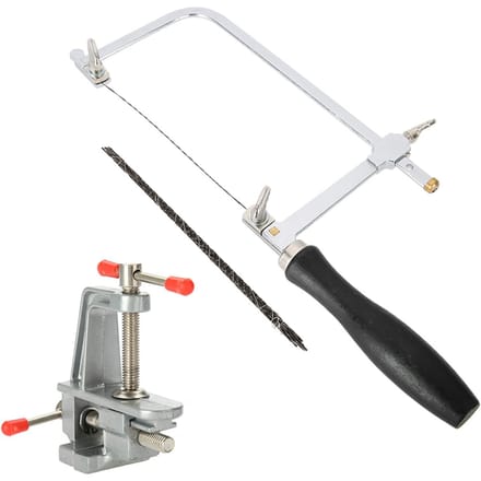 Sieraden DIY reparatieset met ijzerzaag, zaagblad en bankschroef white