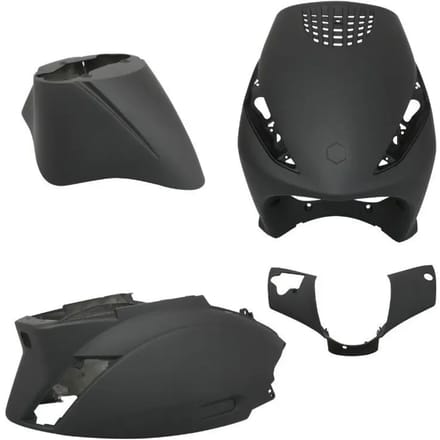 kit carénage p2r pour scooter piaggio 50 zip 2000 à 2020 4 stuks noir mat neuf