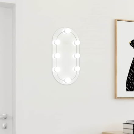 vidaXL - Spiegel - met - LED-verlichting - 40x20 - cm - glas - ovaal