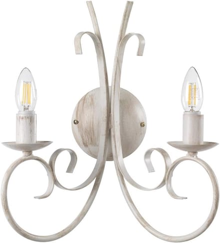 Wandlamp met 2 Lichtbronnen van Wit Metaal voor Elegante Verlichting