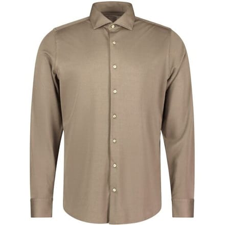 Roy Robson Overhemd Solid Color Cotton Blend Tonal Buttons Licht Bruin / male
