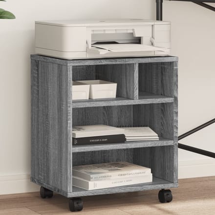 vidaXL - Printerkastje - met - wielen - 41x32x48 - cm - grijs - sonoma - eikenkleur