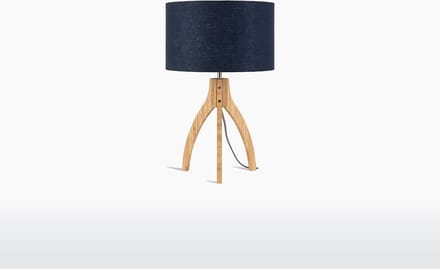 GOOD&MOJO Tafellamp Annapurna - Blauw/Bamboe - Ø36cm - Scandinavisch,Bohemian