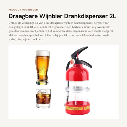 Dailygoods- Drankdispenser 2L Capaciteit - Draagbaar - Handdrukontwerp - Acryl - Duurzaam - Corrosiebestendig - Drankpomp