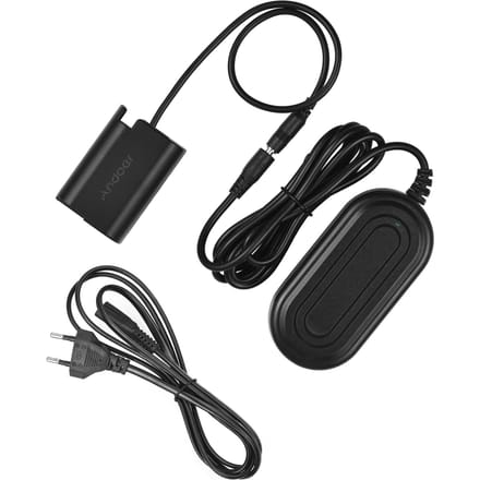 Andoer DMW-DCC17 AC Power Adapter DMW-BLK22 Dummy Batterij DC Coupler Kit Accessoire Vervanging voor EU Plug black