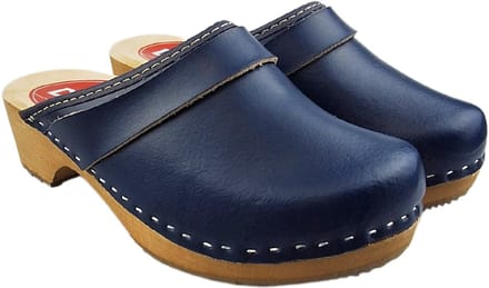 Dina Zweedse klompen - Tuinklompen - Thuisklompen - Unisex klompen - Blauw echt leder - maat 39
