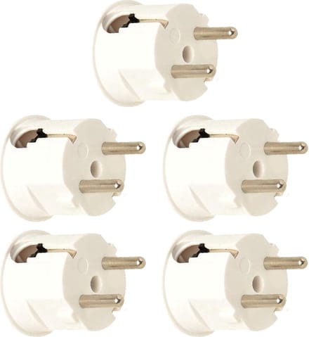 Haakse Stekker met Randaarde - 16A 230V - Wit - Per 5 stuks