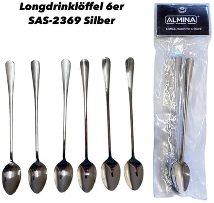 Almina Koffie - Thee - Lepel - Longdrink Glazen Lepel - Zilver - Set Van 12