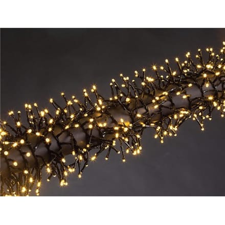 Kuma LED, lichtslinger, 12 m, 1020 leds, warmwit, zwarte kabel, voor binnen en buiten, modulator, 24 V