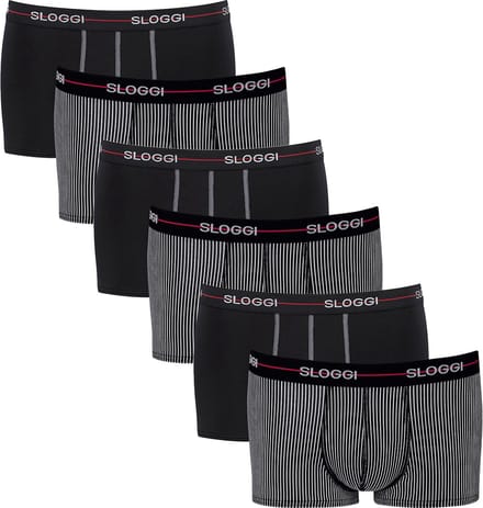 Sloggi Retro Short 6-Pack Heren Onderbroeken - Zwart Gestreept - Maat M