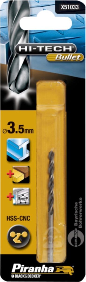 Piranha HI-TECH bullet metaalboor 3,5mm X51033