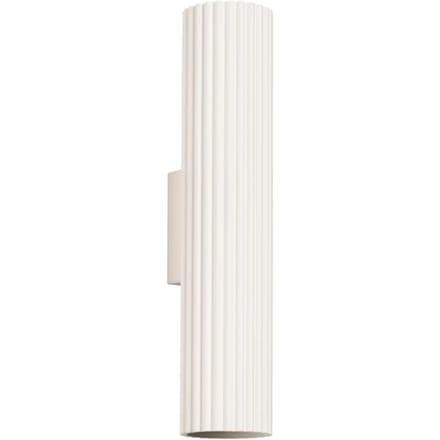 Wandlamp KARBON 30 lange geribbelde buis met 2 lichtbronnen - Sollux Lighting - IP20 - Beige aluminium behuizing - 6.5 x 8.5 x 30 cm - 2 x GU10 LED, exclusief lichtbron - 2 x 10 W - Minimalistische wandlamp voor woonkamer, slaapkamer en keuken