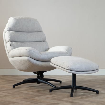 Bronx71® Draaifauteuil met hocker Palma linnen taupe