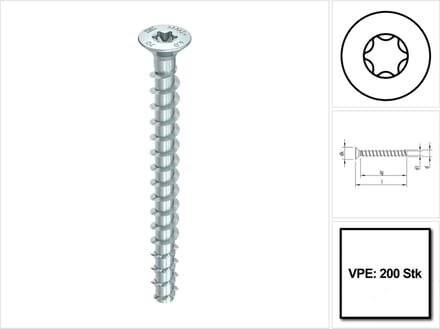 Heco betonschroef [200 st] - 5,0 x 60 - T25 - Multi-Monti-plus - 54267