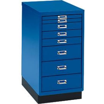Ladekast A4, met 8 schuifladen, 675 mm hoog, gentiaanblauw