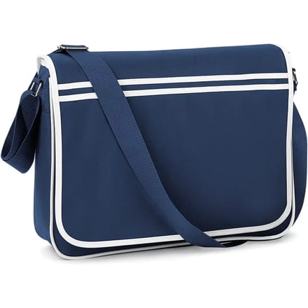 BagBase Retro Messenger BG71 - French Navy/White - 40 x 30 x 10 cm