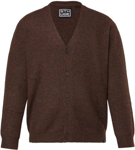 STHUGE - Heren - Cardigan V-hals - Aardebruin - Maat L