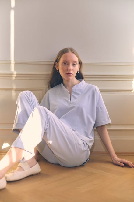 Lissa structure tech jersey top | Light Blue - Light Blue / S