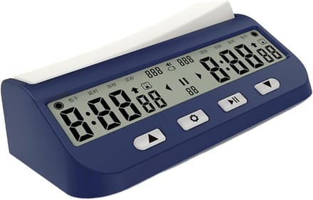 Intelligente Schaakklok - Toernooi Timer - Competitief Spel - Vijf Timing Methoden - 14cm - Donkerblauw