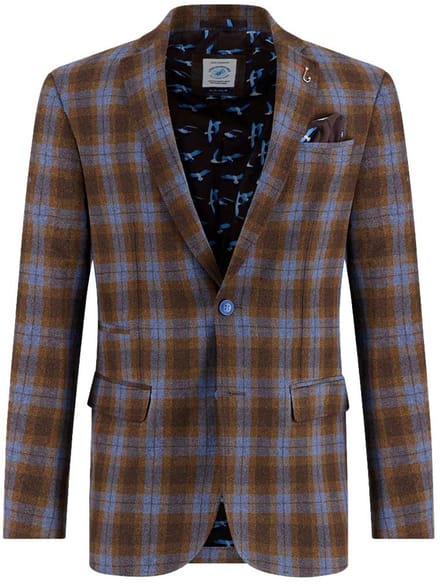 wollen A Fish Named Fred colbert bruin geruit slim fit