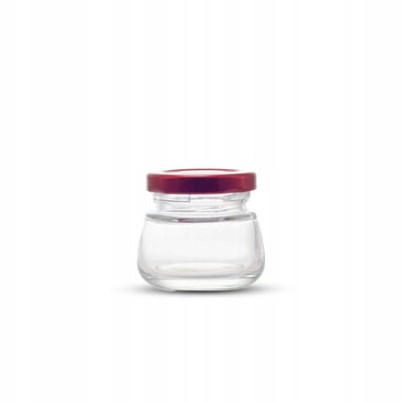 Glazen potje 50ml met rode metalen dop
