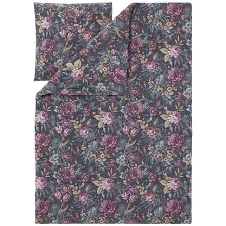 LIVARNO Renforcé-beddengoed, 140 x 200 cm (Bloemen/antraciet)