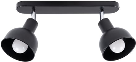 Sollux Lighting Plafondlamp Elba - E27 - zwart - staal - 18.5x47x24cm