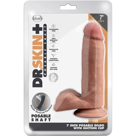 Blush Dr. plus 7 inch Posable dildo met Balls Mocha - Bruin - 17.5 cm