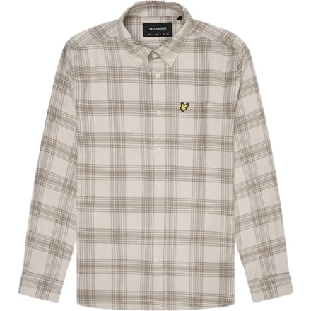 Lyle & Scott beige flanellen overhemd met tonale ruit en lange mouwen