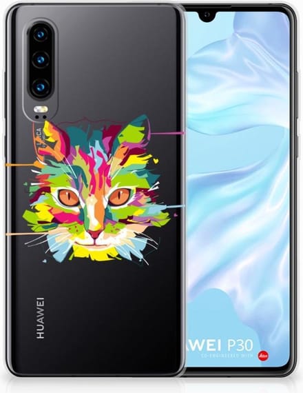 Huawei P30 Telefoonhoesje met Naam Cat Color