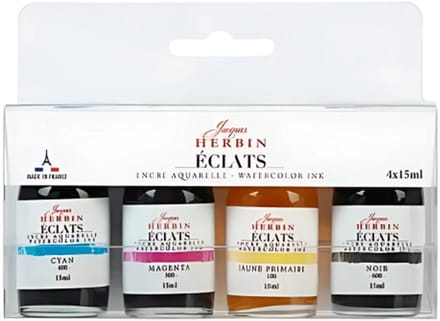 Set aquarel inkt Jaques Herbin 4 x 15 ml