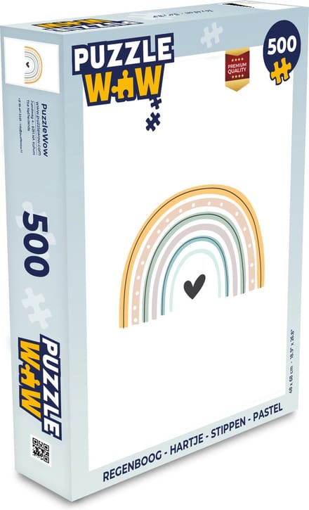 Puzzel Regenboog - Hartje - Stippen - Pastel - Kinderen - Legpuzzel - Puzzel 500 stukjes