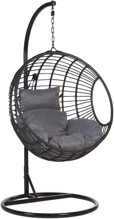 ASPIO - Hangstoel met standaard - Zwart - PE rotan