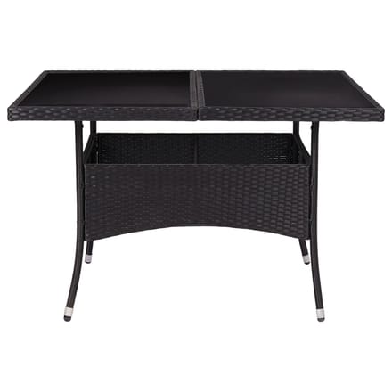vidaXL - Tuintafel - poly - rattan - en - glas - zwart
