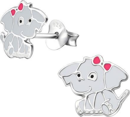 Princess Oorbellen Olifant - 925 Zilver E-Coating - Dier - 9x10mm