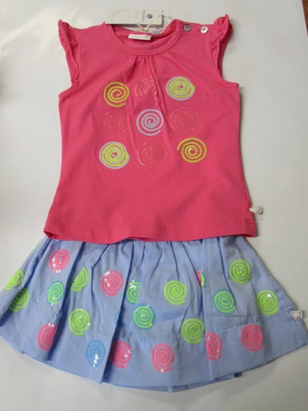 Noukie's - Tshirt + rok - Fuchia + blauw -   2 jaar  92