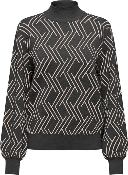 ONLY ONLANNY LS JQ O-NECK KNT Dames Trui - Dark Grey Melange Whitecap Gray