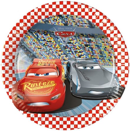Procos Feestborden Cars Junior 20 Cm Papier Rood/wit 8 Stuks
