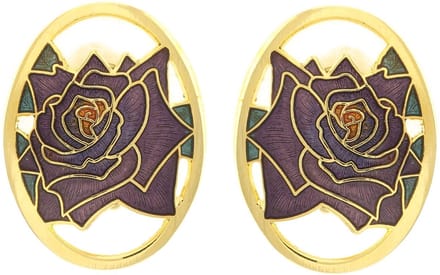 Behave - Oorclips dames - roosmotief - paars - 3 cm