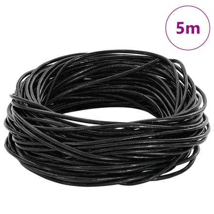 vidaXL Leren Koord 1 Zwart Ø1 mm x 5 m Leer