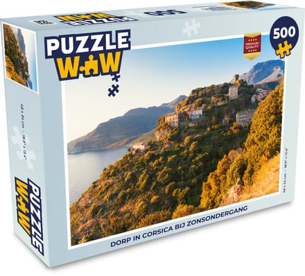 Puzzel Dorp in Corsica bij zonsondergang - Legpuzzel - Puzzel 500 stukjes